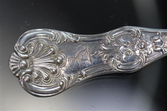 A Victorian part canteen of Scottish silver single struck Queens pattern flatware, by William Clarke Shaw, Glasgow, 1860, 132.5 oz.